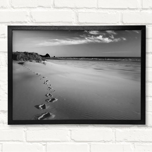 Footprints B N W Framed Print Highland Dunes Size: 59.7cm H x 84.1cm W on Productcaster.