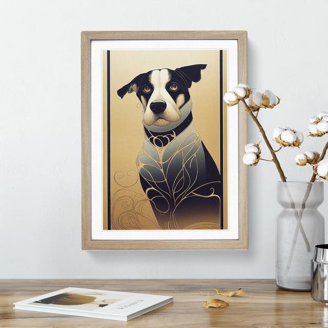 Dog Deco No.5 - Picture Frame Graphic Art Marlow Home Co. Size: 46cm H x 34cm W x 2cm D, Frame Colour: Oak on Productcaster.