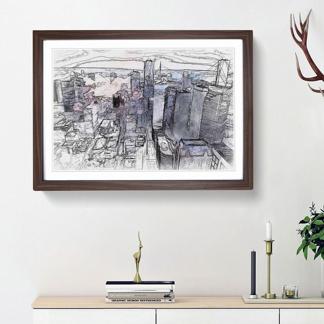 Houston Texas Skyline in Abstract - Picture Frame Graphic Art Print East Urban Home Size: 62cm H x 87cm W x 2cm D, Frame Option: Walnut Framed on Productcaster.