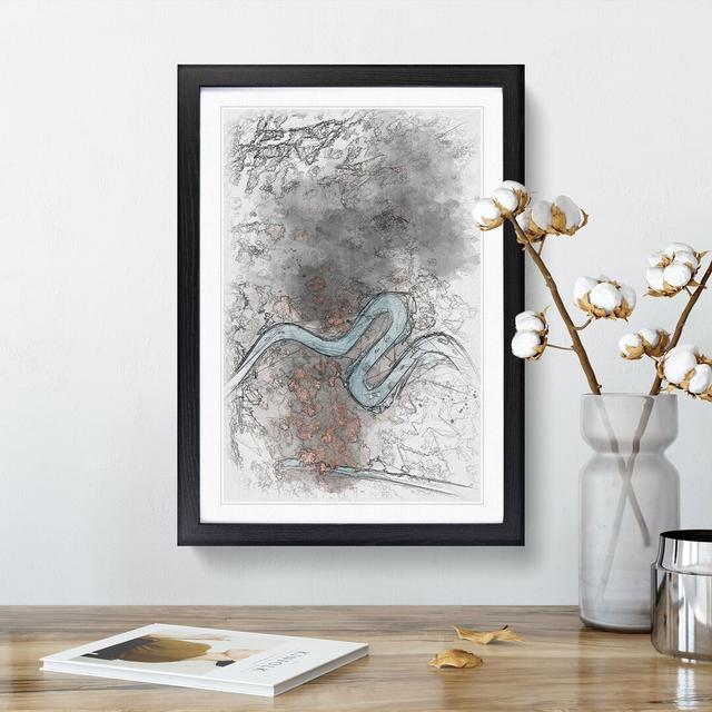 Road In Bregaglia Switzerland Sketch - Picture Frame Painting Print East Urban Home Size: 87cm H x 62cm W x 2cm D, Format: Black Framed on Productcaster.