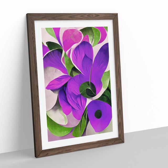 Amazing Abstract Flowers No.3 - Picture Frame Painting Marlow Home Co. Size: 64cm H x 46cm W x 2cm D, Frame Colour: Walnut Framed on Productcaster.