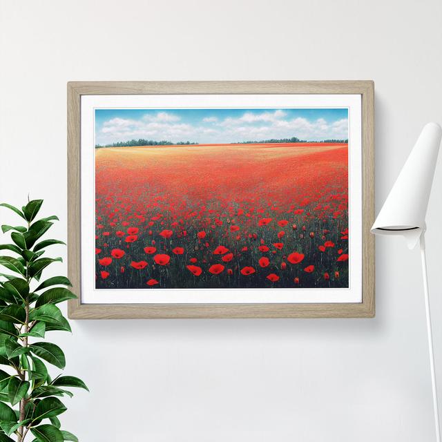 Elegant Poppies Flowers - Picture Frame Painting Marlow Home Co. Size: 25cm H x 34cm W x 2cm D, Frame Colour: Oak on Productcaster.