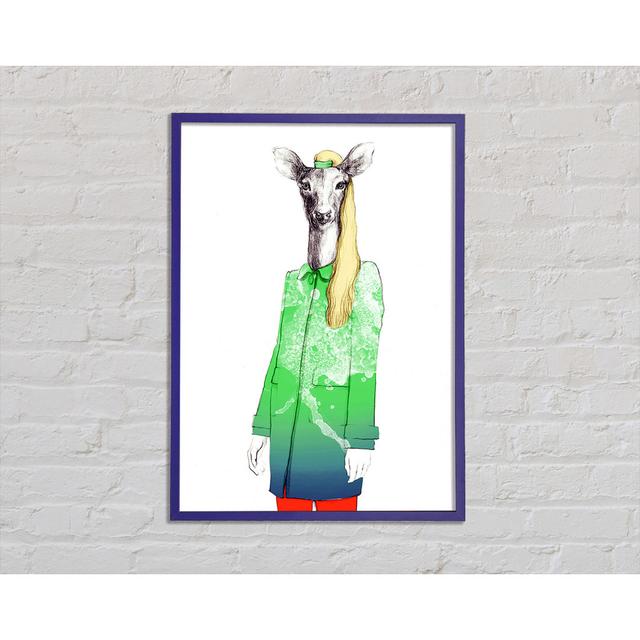 Female Deer Francis Framed Print Wall Art Happy Larry Format: Gunmetal Framed Paper, Size: 59.7cm H x 42cm W x 1.5cm D on Productcaster.