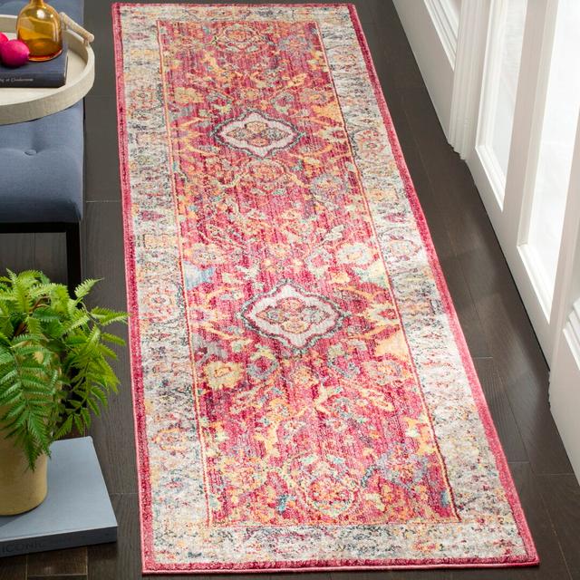 Yousra Hooked Rose/Light Grey Rug World Menagerie Rug Size: Runner 62 x 240cm on Productcaster.