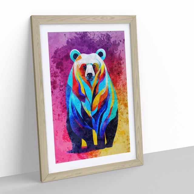 Bear Painting No.2 Abstract - Picture Frame Graphic Art Alpen Home Frame Colour: Oak Framed, Size: 64cm H x 46cm W x 2cm D on Productcaster.