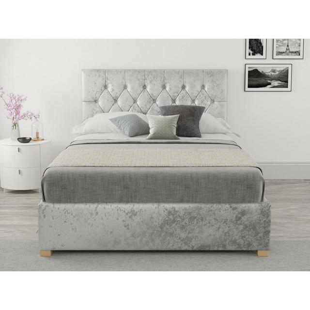 Gerrit Upholstered Ottoman Bed Wade Logan Mattress Size: Double (4'6), Colour: Silver on Productcaster.