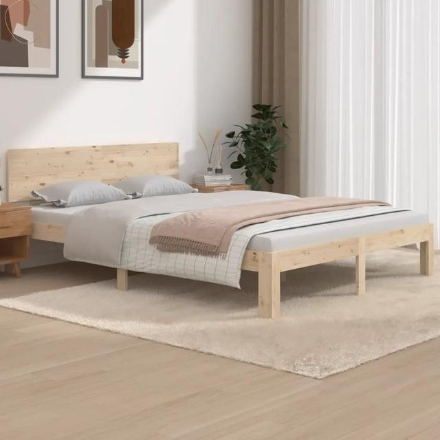 Bed Frame Solid Wood 17 Stories Mattress Size: 120 x 200cm, Colour: Natural on Productcaster.