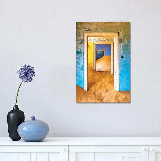 Africa, Namibia, Kolmanskop. Doorways And Drifting Sand In An Abandoned Diamond Mining Town. by Jaynes Gallery - Wrapped Canvas Gallery-Wrapped Canvas on Productcaster.