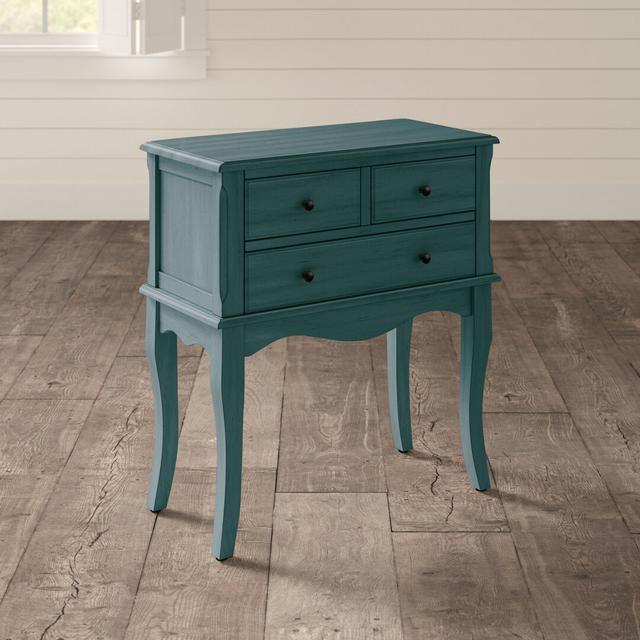 Diors 3 Drawer Bedside Table Fleur De Lis Living Colour: Antique Teal on Productcaster.