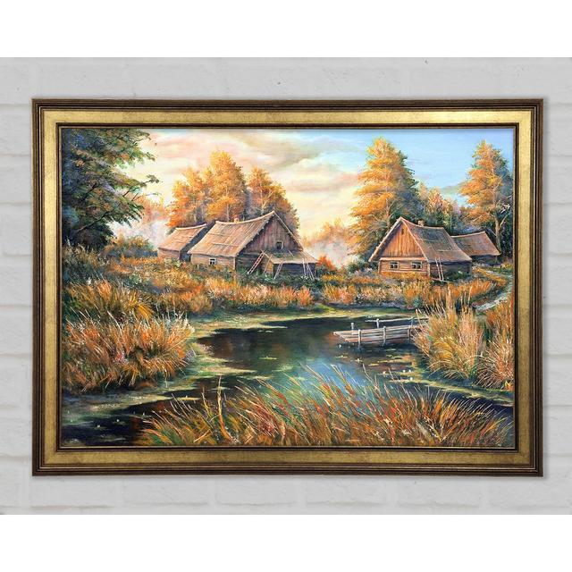 Hütten auf dem Lande am See - Drucken Union Rustic Größe: 59,7 cm H x 84,1 cm B x 1,5 cm T on Productcaster.