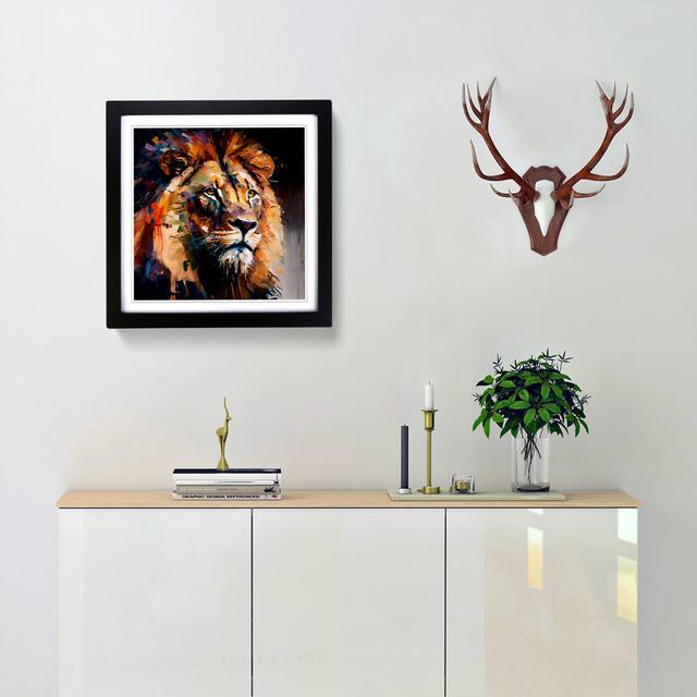 Lion Palette Knife Painting No.1 - Single Picture Frame Art Prints on Wood 17 Stories Format: Black on Productcaster.