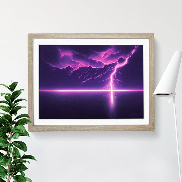 Futuristic Lightning Bolt - Picture Frame Graphic Art Metro Lane Frame Colour: Oak, Size: 25cm H x 34cm W x 2cm D on Productcaster.