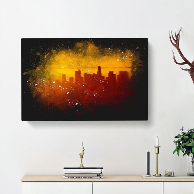 Downtown Los Angeles At Sunset - Wrapped Canvas Painting East Urban Home Size: 40cm H x 60cm W x 3cm D on Productcaster.