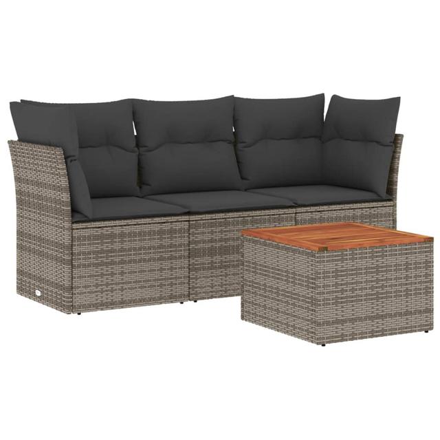 Vidaxl 4-Tlg. Garten-Sofagarnitur Mit Kissen Grau Poly Rattan 17 Stories on Productcaster.