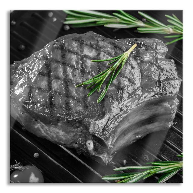 Delicious Rump Steak on the Grill - Unframed Photograph on Glass Brayden Studio Size: 70cm H x 70cm W x 0.4cm D on Productcaster.