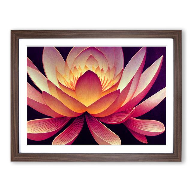 Incredible Lotus Flower - Picture Frame Graphic Art Latitude Vive Size: 34cm H x 46cm W x 2cm D, Frame Colour: Walnut on Productcaster.