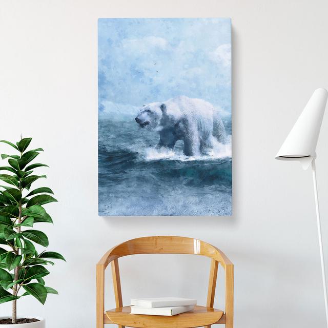 A Polar Bear - Wrapped Canvas Print East Urban Home Size: 76cm H x 50cm W x 3cm D on Productcaster.