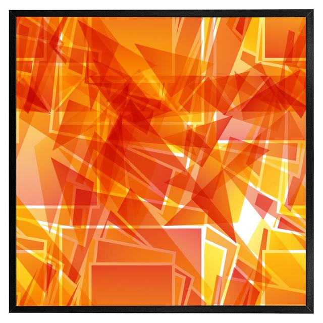 Arrol Orange Geometric - Single Picture Frame Print Metro Lane Size: 76cm H x 76cm W x 4cm D, Frame Colour: Black Framed on Productcaster.