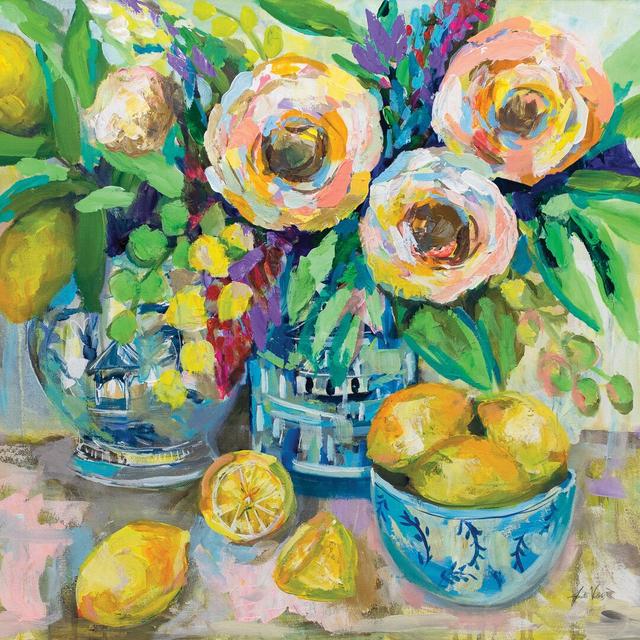 Afternoon Lemonade by Jeanette Vertentes - Wrapped Canvas Painting Print Blue Elephant Size: 61cm H x 91cm W x 3.8cm D on Productcaster.