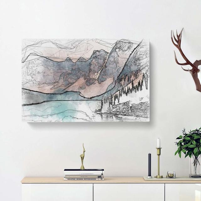 Mountains by Lake Moraine Canada in Abstract - Wrapped Canvas Graphic Art Print East Urban Home Size: 35cm H x 50cm W x 3cm D on Productcaster.