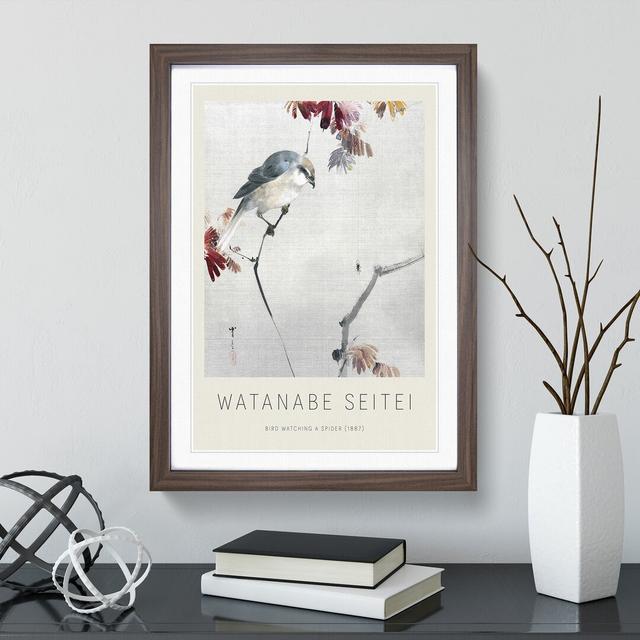 Bird Watching a Spider by Watanabe Seitei - Picture Frame Art Prints East Urban Home Size: 65cm H x 48cm W x 2cm D, Frame Option: Walnut on Productcaster.