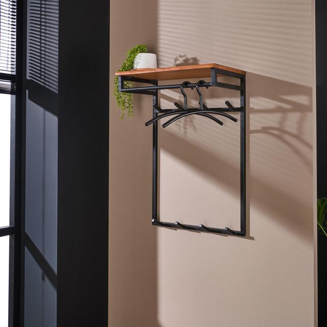 Theirry 8 - Hook Wall Mounted Coat Rack in Brown/Wood Borough Wharf on Productcaster.