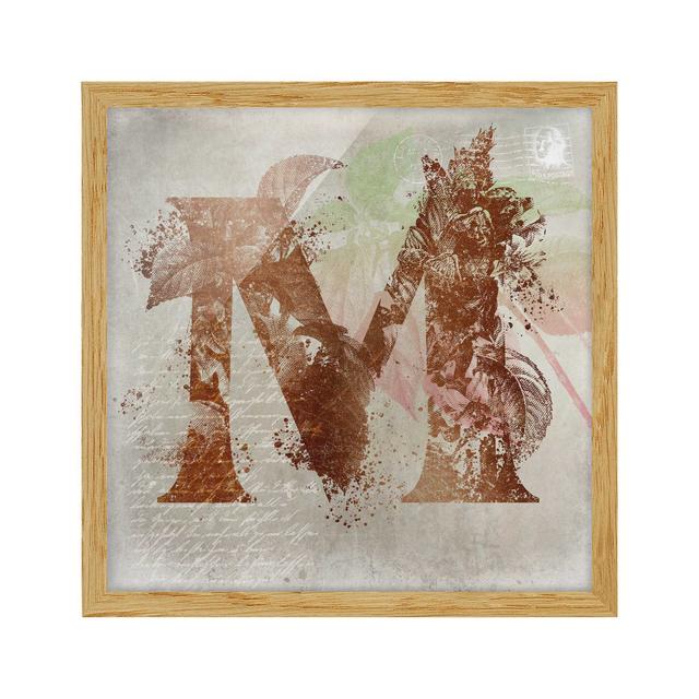 Vintage Gold Alphabet Letter M - Picture Frame Graphic Art Rosalind Wheeler Size: 70cm H x 70cm W x 2cm D, Frame Option: Brown on Productcaster.