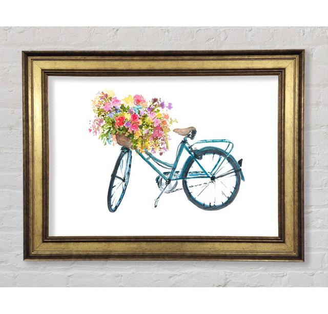 Flowers On A Bike - Print August Grove Size: 29.7cm H x 42cm W x 8cm D, Format: Antique Gold Framed Paper on Productcaster.