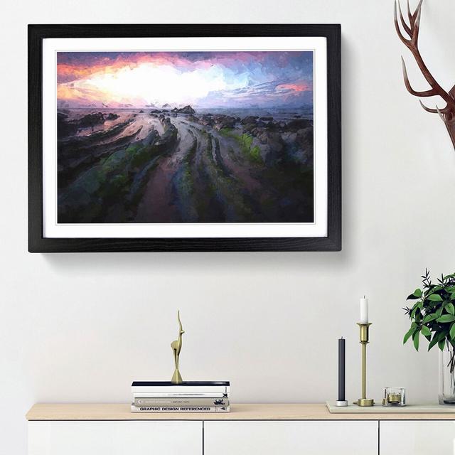 Evening in Barrika Spain in Abstract - Picture Frame Graphic Art Print East Urban Home Frame Option: Black Framed, Size: 48cm H x 65cm W x 2cm D on Productcaster.