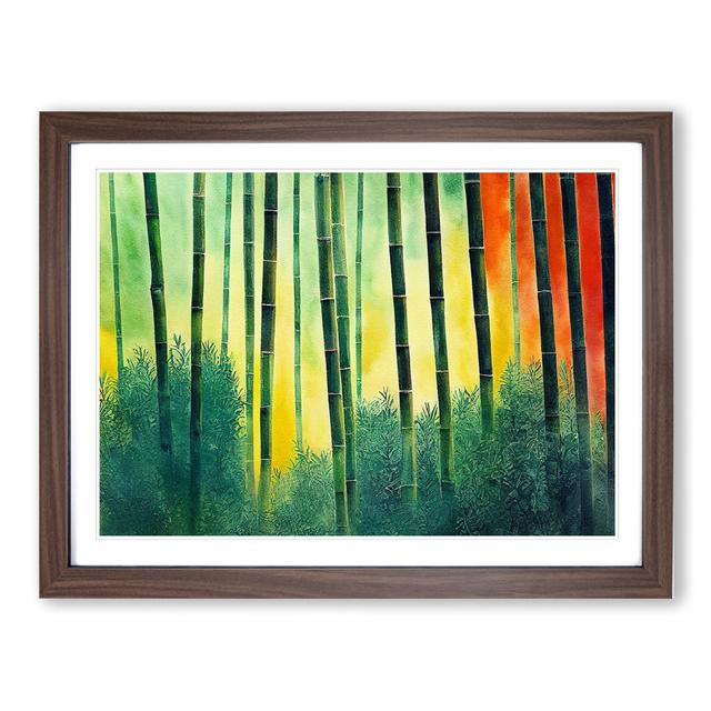 Bamboo Forest Watercolour Vol.4 - Picture Frame Painting Bay Isle Home Size: 46cm H x 64cm W x 2cm D, Frame Colour: Walnut on Productcaster.