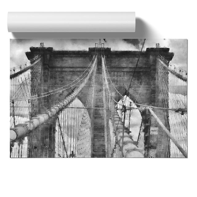 Brooklyn Bridge in New York Vol.1 - Unframed Graphic Art East Urban Home Size: 42cm H x 59cm W x 0.1cm D on Productcaster.