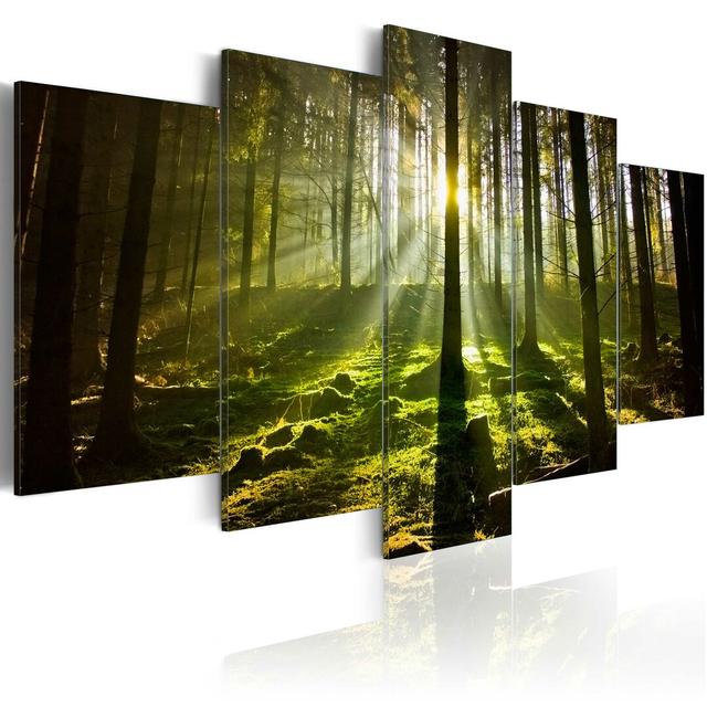 Spring Silence - 5 Piece No Frame Print on Canvas East Urban Home Size: 200 cm x 100 cm on Productcaster.