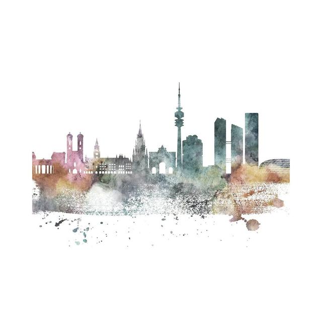 Munich Pastel Skyline - Wrapped Canvas Graphic Art Latitude Run Size: 66.04cm H x 101.6cm W x 3.81cm D on Productcaster.