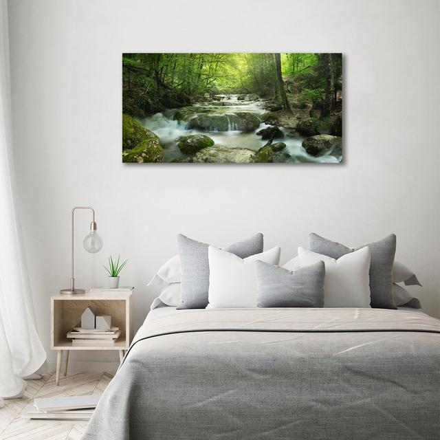 Waterfall in the Forest - Art Prints Union Rustic Format: Wrapped Canvas, Size: 70cm H x 140cm W x 2cm D on Productcaster.