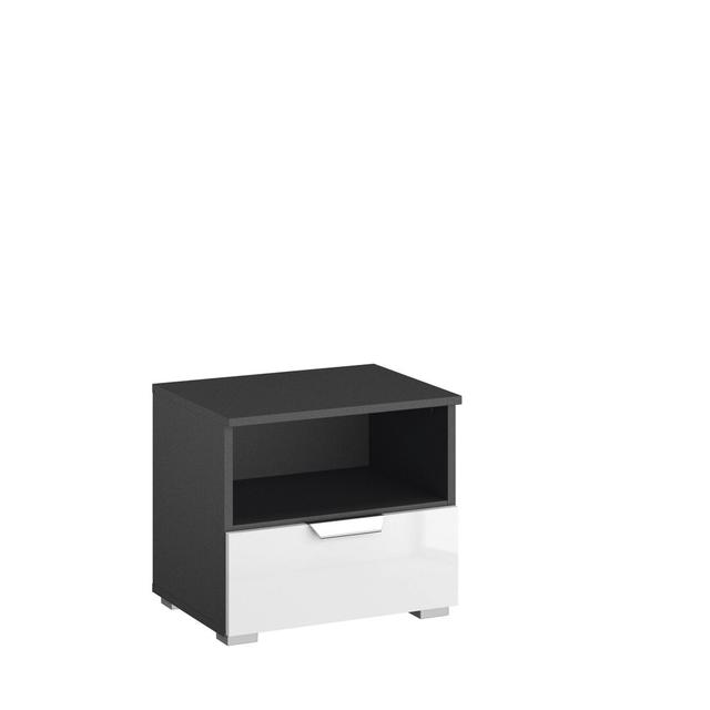 Aditio 1 Drawer Bedside Table Rauch Colour (Frame / Table Top): Metallic grey/High-gloss white on Productcaster.