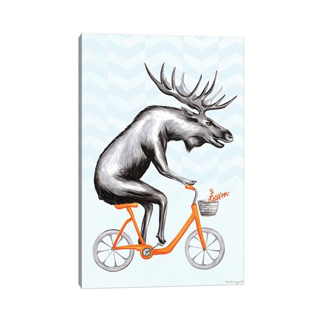 Moose On Bike Happy Larry Size: 101.6cm H x 66.04cm W x 3.81cm D on Productcaster.