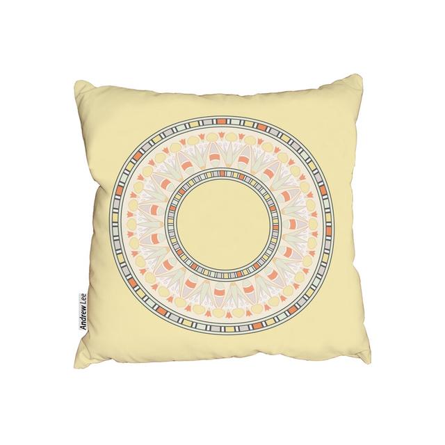 Circle Ornament Cushion with Filling Andrew Lee Size: 45 H x 45 W, Colour: Yellow on Productcaster.