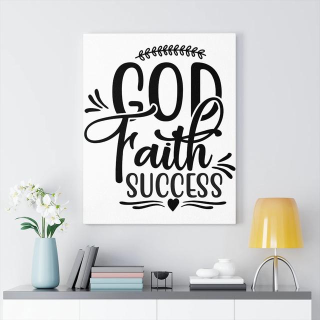 God, Faith, Success - Wrapped Canvas Print Blue Elephant Size: 36cm H x 28cm W on Productcaster.