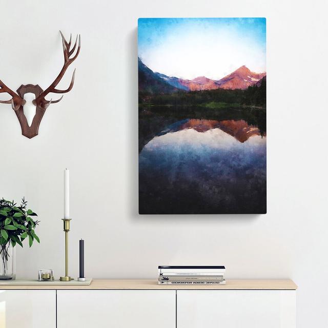 Mountains Reflecting in Montana - Wrapped Canvas Graphic Art Print East Urban Home Size: 91cm H x 60cm W x 3cm D on Productcaster.