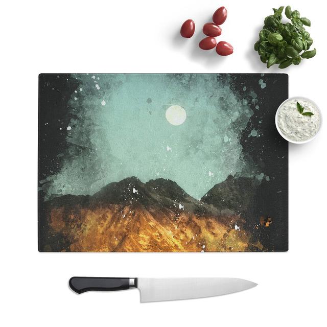 The Moon Above the Mountains Paint Splash Chopping Board East Urban Home Size: 20cm W x 28.5cm L on Productcaster.