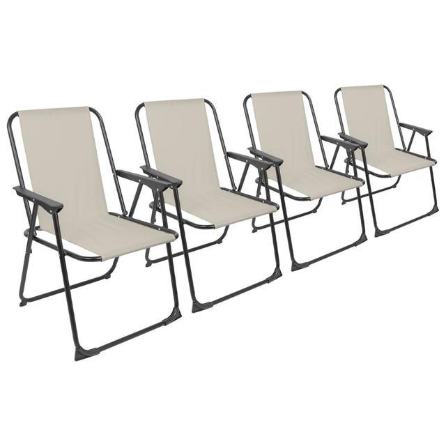 Folding Deck Chair (Set of 4) Harbour Housewares Colour: Beige on Productcaster.