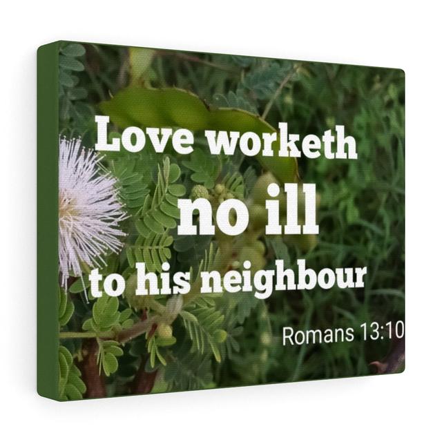 Neighbor Romans 13:10 - Wrapped Canvas Print Blue Elephant Size: 28cm H x 36cm W on Productcaster.