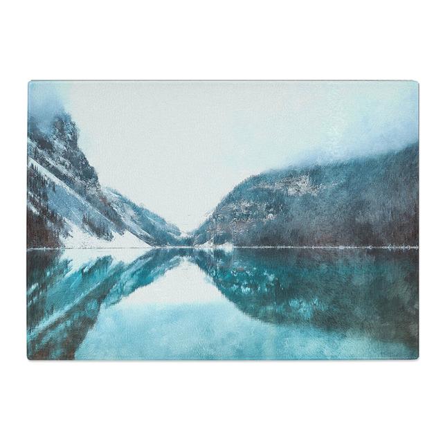 Tempered Glass Mountain Range Reflection Chopping Board East Urban Home Size: 28.5 cm x 39 cm on Productcaster.