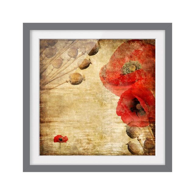 Poppies Framed Graphic Art Print Poster East Urban Home Size: 70cm H x 70cm W, Frame Options: Matt grey on Productcaster.