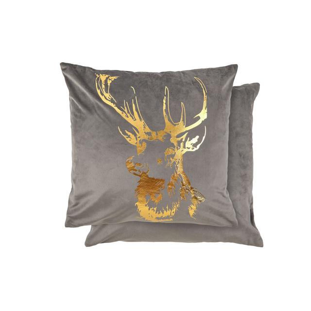 Olgie Stag Square Scatter Cushion Cover East Urban Home Colour: Grey on Productcaster.