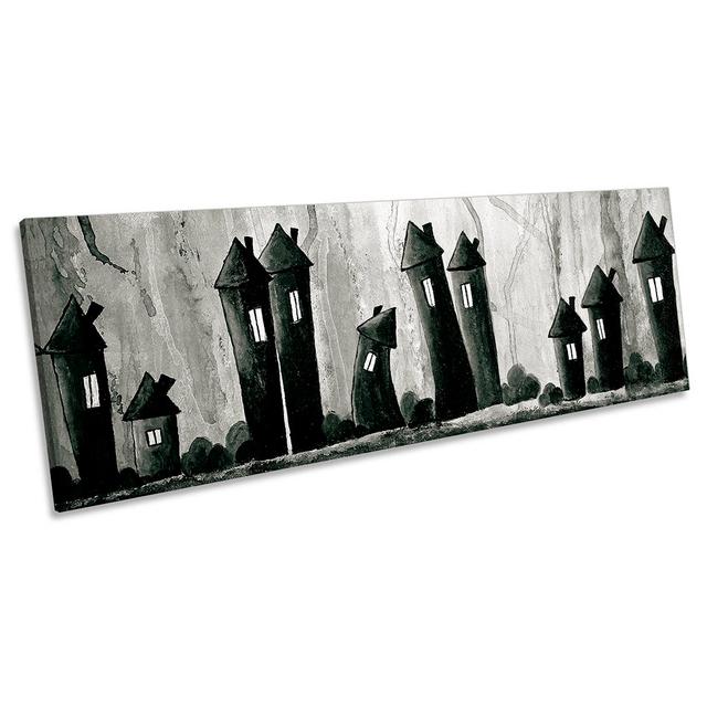 Black Fantasy Houses Village - Wrapped Canvas Panoramic Art Prints Marlow Home Co. Size: 40.64cm H x 121.92cm W on Productcaster.