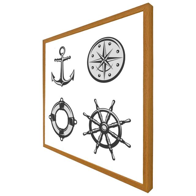 Tiburon Nautical Icons - Single Picture Frame Art Prints ClassicLiving Size: 31cm H x 31cm W x 4cm D, Frame Colour: Grey Framed on Productcaster.