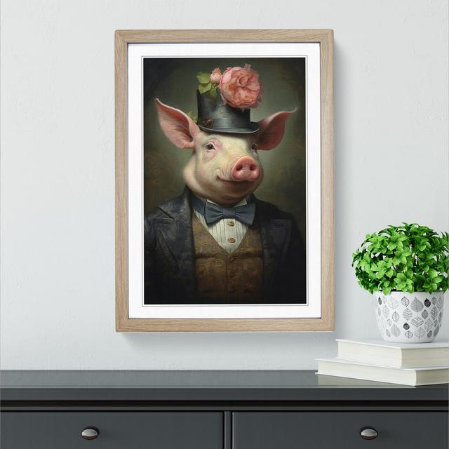 Pig Victorian Happy Larry Format: Oak, Size: 34" H x 25" W x 2" D on Productcaster.