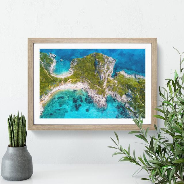 Island Paradise in Corfu Greece - Picture Frame Painting on MDF East Urban Home Size: 48cm H x 65cm W x 2cm D, Frame Option: Oak on Productcaster.