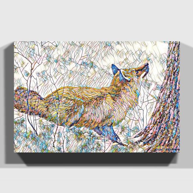 'Fox' Graphic Art on Wrapped Canvas East Urban Home Size: 50cm H x 76cm W on Productcaster.